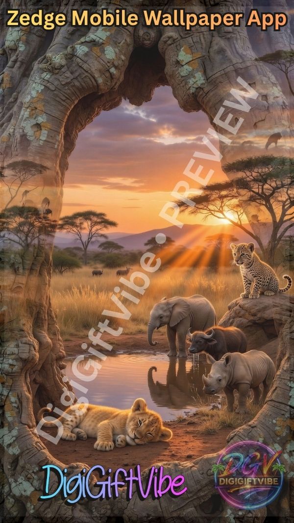 African Wildlife Sunset Mobile Wallpaper