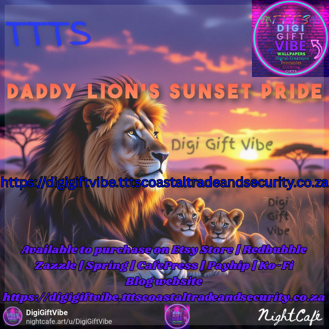 Dady Lion's Sunset Pride DigiGiftVibe TTTS Wallpapers Gifts Clothing lines Printables Blog and online stores